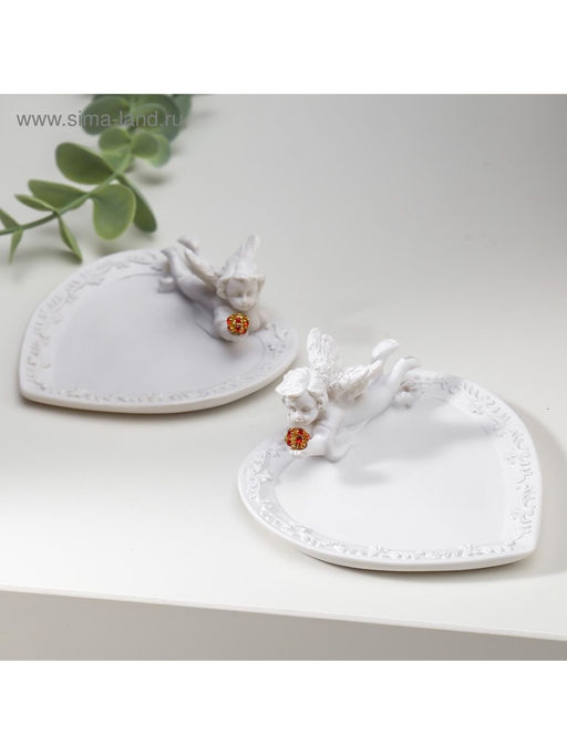 Подставка для колец, мелочей Белоснежный ангел с красным шаром, подсвечник, 3?8.6?8.2 см, МИКС