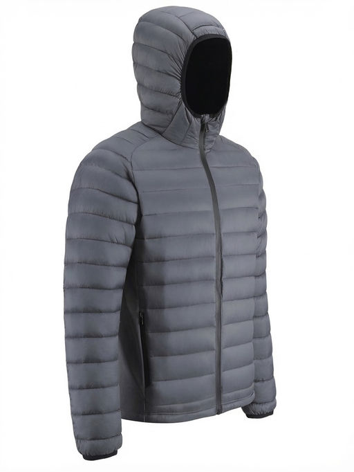 Куртка мужская гибридная стёганая с капюшоном с графеновой подкладкой темно-серого цвета 9621_1TC