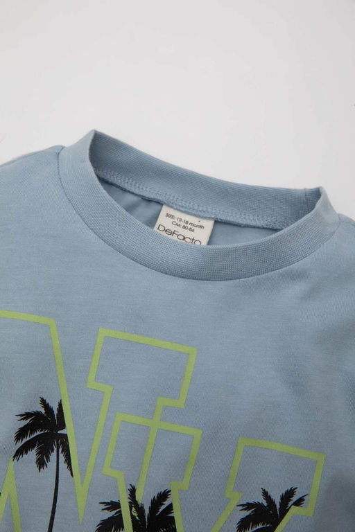 Футболка с короткими рукавами и круглым вырезом для маленьких мальчиков - Defacto фото 2