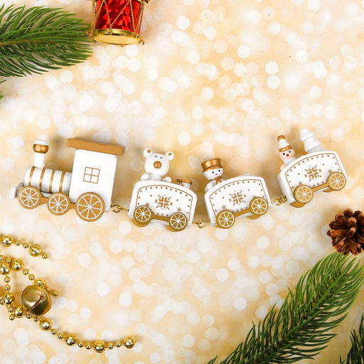 Сувенир «Новогодний поезд», 19 см, белый