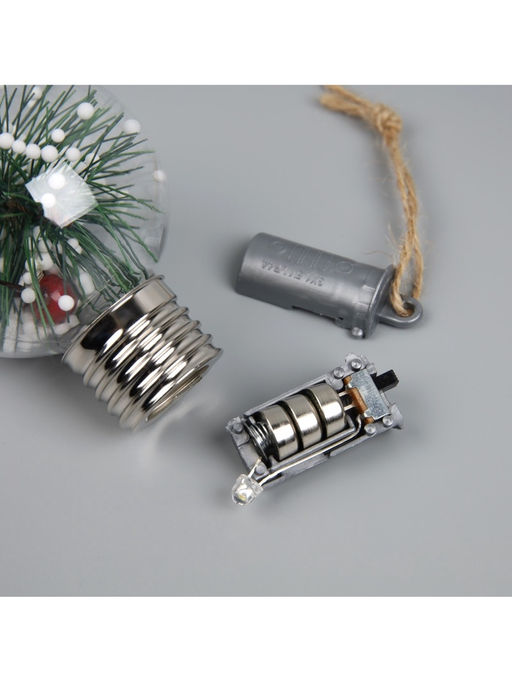 Ёлочный шар Снежная хвоя, d=6 см, 1 LED, от батареек LR44x3, свечение тёплое белое - Luazon lighting фото 10
