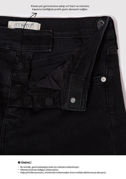 Lilyana Adaptive Puslu Gri Jean Pantolon - Mavi фото 2