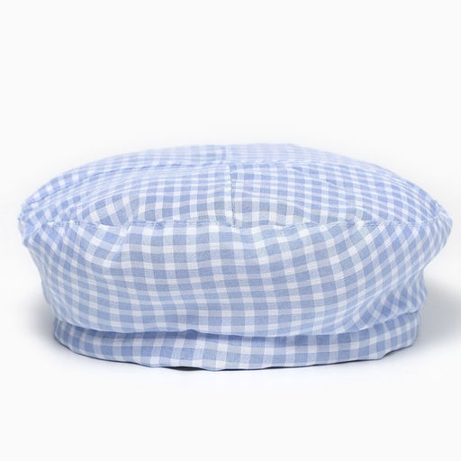 Берет в клетку, голубой, р-р 56 см