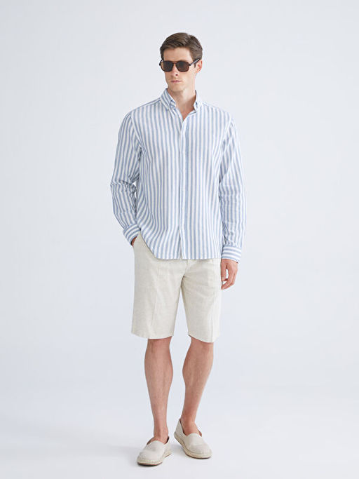 Regular Fit Uzun Kollu ?izgili Erkek G?mlek