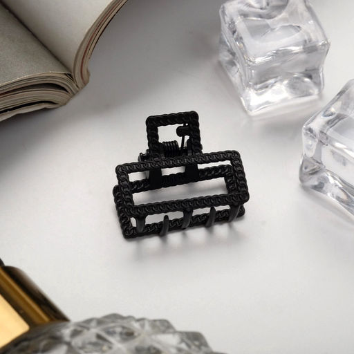 Цена за 6 шт. Крабик для волос «Эмма», прямоугольник, 2.5×2 см, чёрный