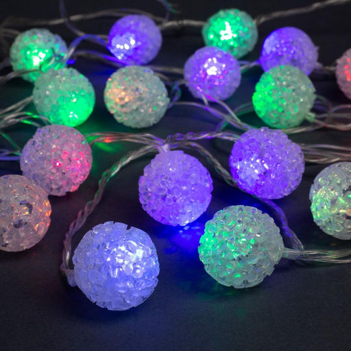 Гирлянда Нить 5 м с насадками Шарики акриловые, IP20, прозрачная нить, 20 LED, свечение мульти (RG/RB), мигание, 220 В - Luazon lighting фото 4