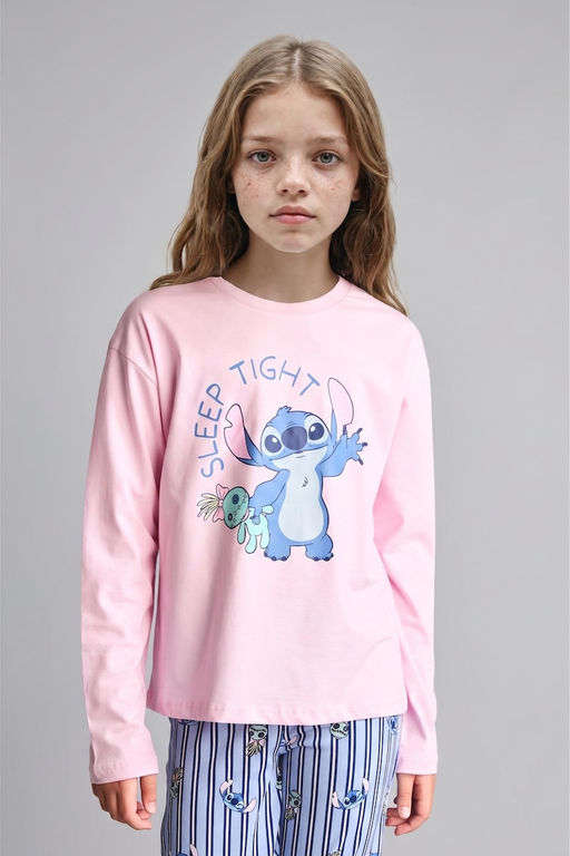 %100 Pamuk L_lo & St_tch Lisansl_ 2li Pijama Tak_m_ K_z _ocuk - Defacto фото 3