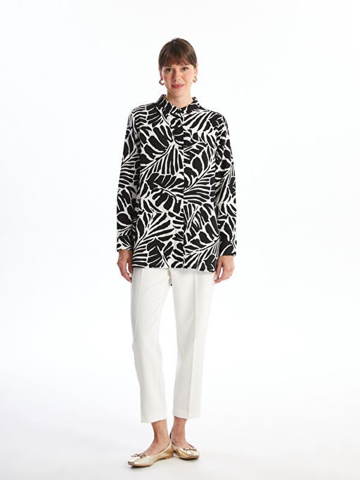 Hakim Yaka Desenli Uzun Kollu Kad?n Tunik