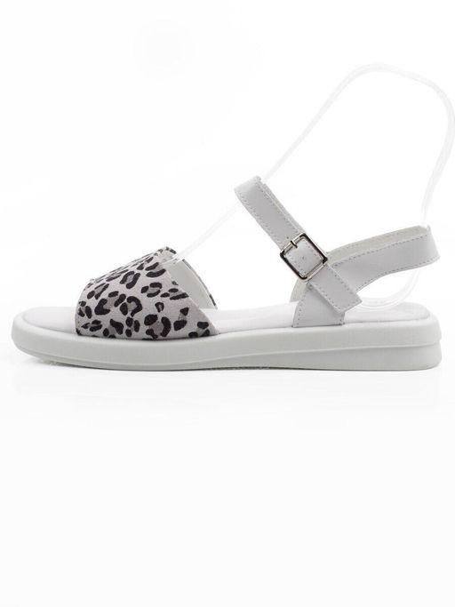 08-PEXL225-1 WHITE/LEOPARD Босоножки женские (натуральная кожа, натуральная замша)