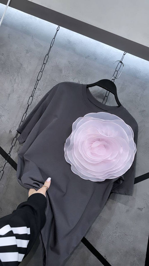 Футболки в стиле Оверсайз с 3D цветком - Ksa фото 6