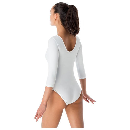 Купальник гимнастический Grace Dance, с рукавом 3/4, р. 40, цвет белый  фото 6