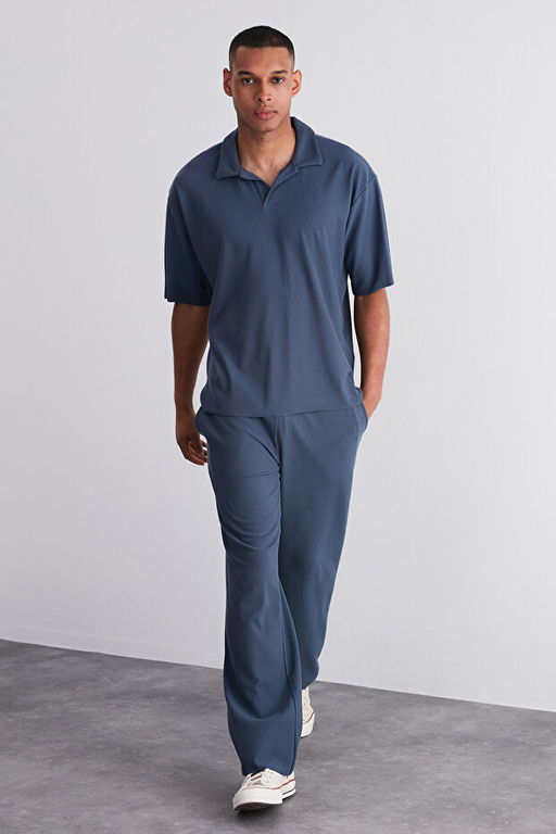 Indigo Rahat/Wide Leg Dokulu Gizli Ba_c_kl_ Tek Par_a E_ofman Alt_ TMNSS23EA00013 - Trendyolmilla фото 2