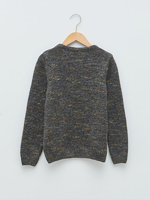 Bisiklet Yaka Kendinden Desenli Uzun Kollu Erkek ?ocuk ?nce Triko Kazak - Waikiki фото 2