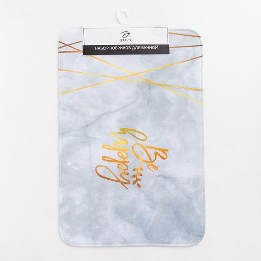 Коврик для ванной «Этель» Be happy, 80×50 см, велюр