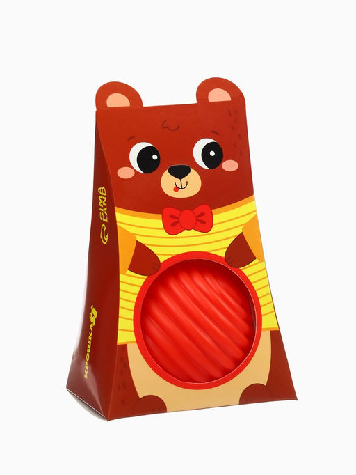 Развивающий тактильный мячик Крошка Я «Мишка», с пищалкой, 1 шт., красный