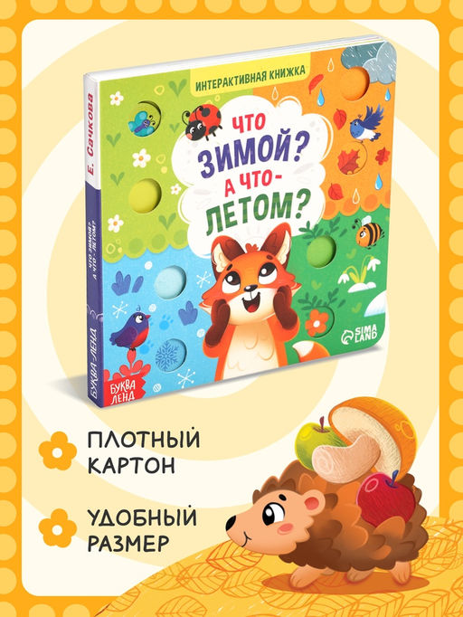 Интерактивная книга "Что зимой? А что - летом?", 10 стр.