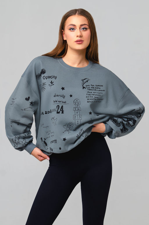 Арт. 15132/1 Свитшот женский оверсайз 46-52 (4 шт) Цвет:темно-серый - Калинка фото 2