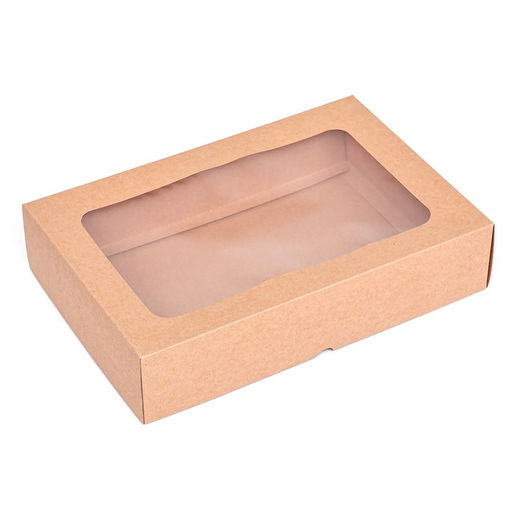 Цена за 5 шт. Коробка складная, крышка-дно, с окном, крафт, 30 х 20 х 6,5 см, - UPAK LAND фото 2
