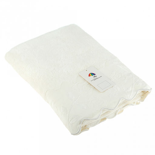 Полотенце махровое "Утренняя роза" 70х140см, хлопок 100%, молочный (Китай)