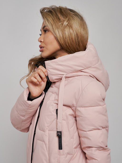 Пальто утепленное молодежное зимнее женское розового цвета 589899R - RoccaManer фото 18