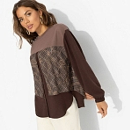 Свитшот с эффектом многослойности, Стиль по-взрослому (браун, нью) - Charutti фото 11