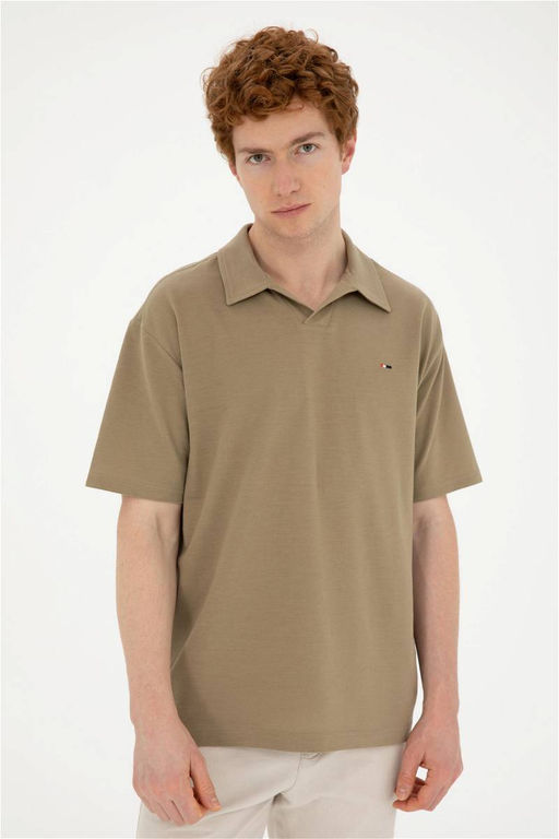 Футболка U.S. Polo Assn цвета хаки из хлопка с полиэстером  фото 3