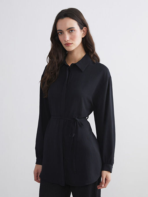 Dokulu Oversize Kad?n G?mlek Tunik