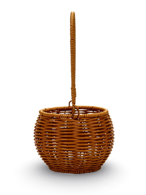 Корзина плетёная для хранения «Шар», 14×14×12 см, ручка h=16 см, пластиковая, коричневая