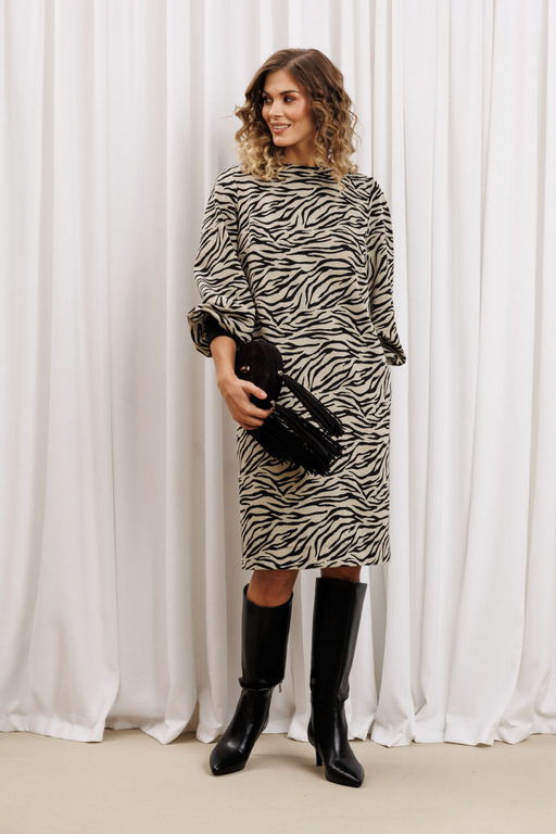 Платье Gizart 7385/1 бежево-черный тигр