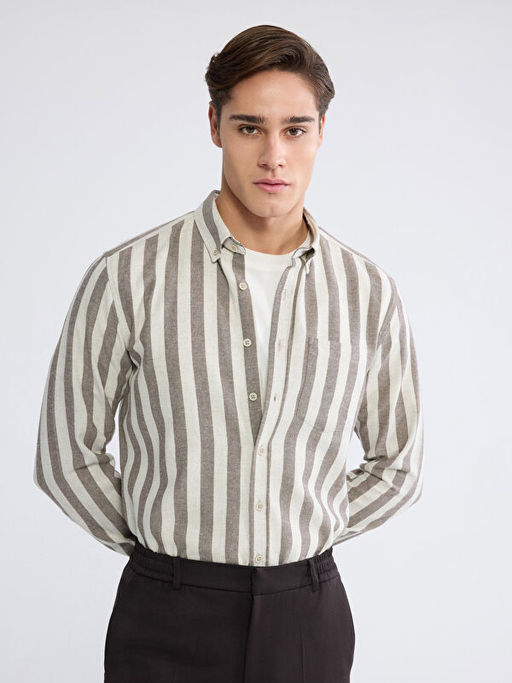 Regular Fit ?izgili Erkek G?mlek