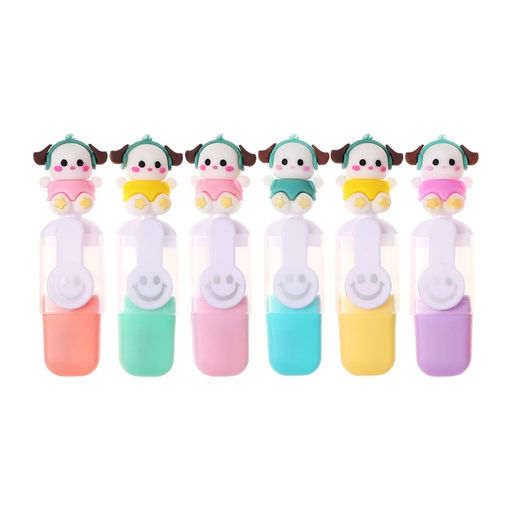 Набор маркеров текстовыделителей, 6 штук, 6 цветов «Милашка», в пенале на молнии