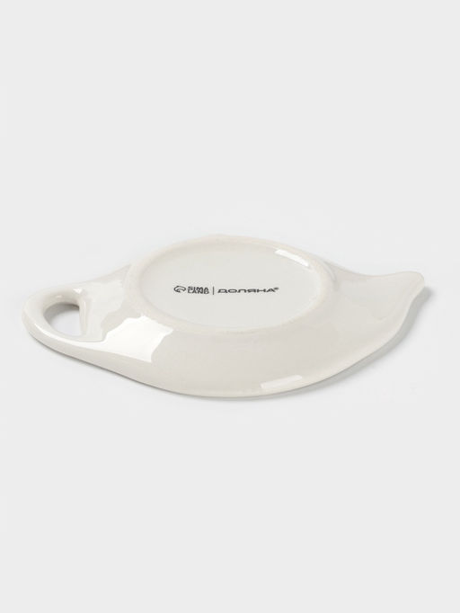 Подставка под чайный пакетик Доляна Цветы, доломит, 12?9?1.5 см, белая