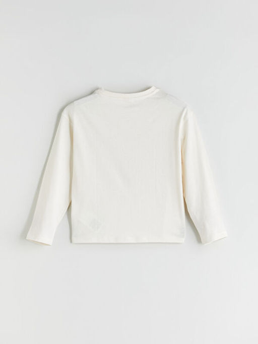 Bisiklet Yaka Uzun Kollu Bask?l? K?z ?ocuk Ti??rt