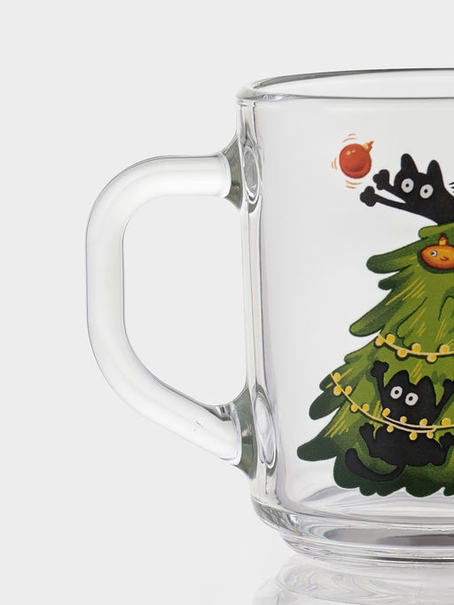 Цена за 20 шт. Кружка Green tea «Озорные котики», 200 мл, стекло, рисунок МИКС