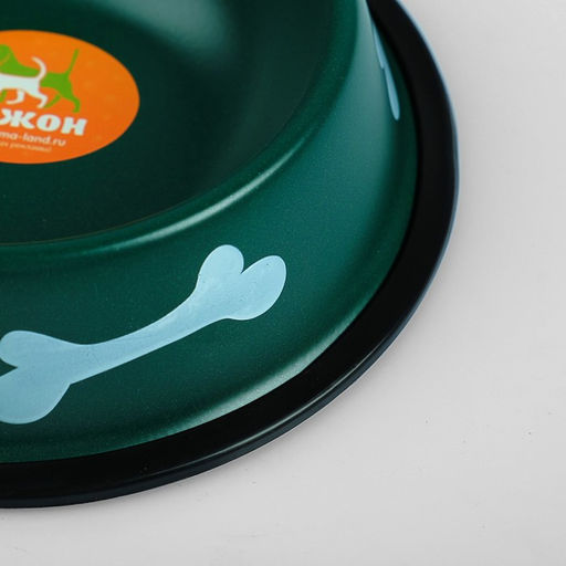 Миска с косточками, железная с нескользящим основанием 15 х 3,5 см, 150 мл, зелёная - Пижон фото 2