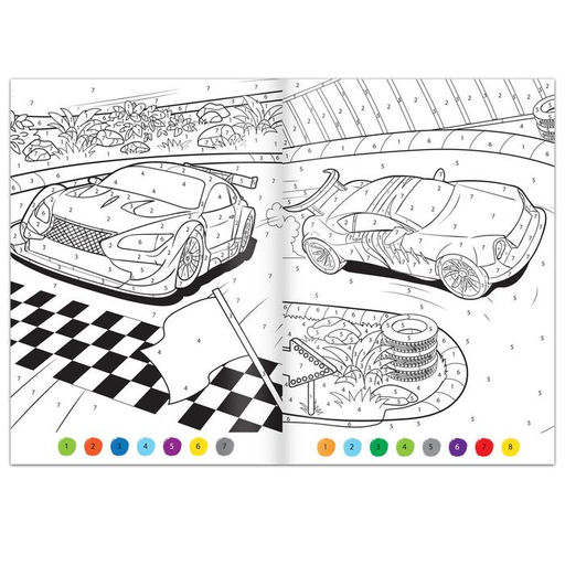Цена за 6 шт. Раскраска по номерам Гонка чемпионов, 16 стр., формат А4 - Буква-ленд фото 3