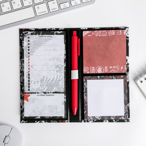Подарочный набор, блок бумаг для записей, стикеры, ручка 23 Февраля - Artfox фото 5