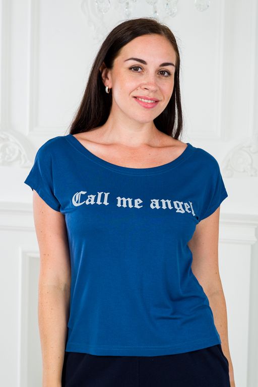 Футболка женская из вискозы Лирика индиго Call me angel - Амадэль фото 4