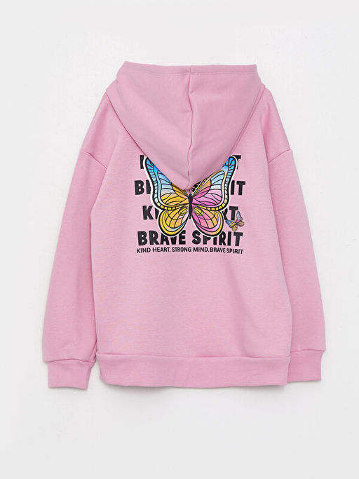 Kap??onlu Bask?l? Uzun Kollu K?z ?ocuk Sweatshirt - Waikiki фото 2