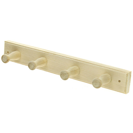 Вешалка-планка деревянная Пустячок 35х5х7см, 4 крючка, липа (Россия)