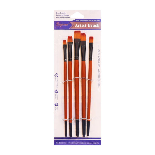 Набор кистей для рисования, синтетика, 5 штук: № 2, 4, 6, 8, 10, плоские, в блистере, международный размер