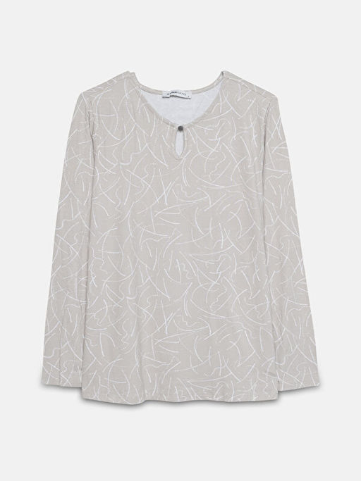 Bisiklet Yaka Desenli Kad?n Bluz