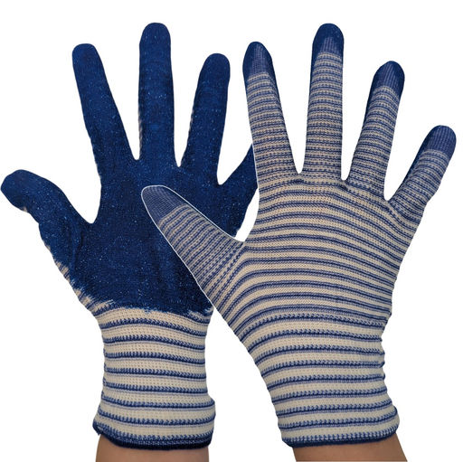 Перчатки трикотажные нейлоновые с нитриловым обливом "Полосатые - Матрос"