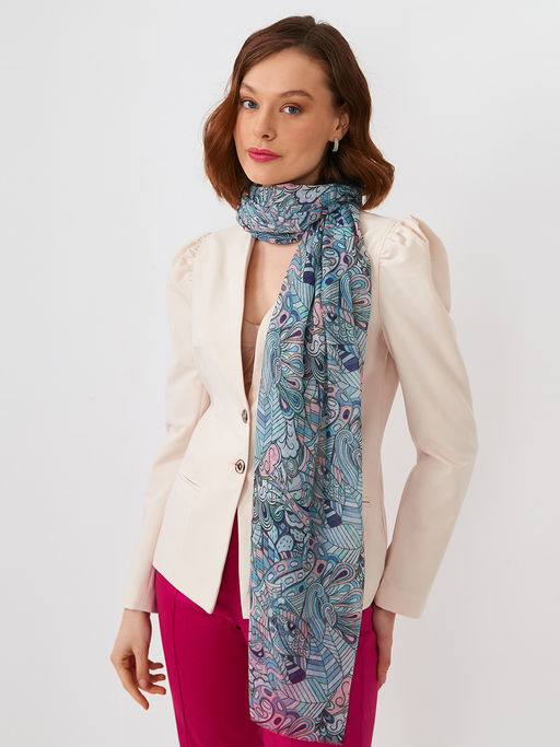 Большой, мягкий, тонкий и очень нежный двусторонний палантин с рисунком в стиле арт-деко - Tantino фото 6