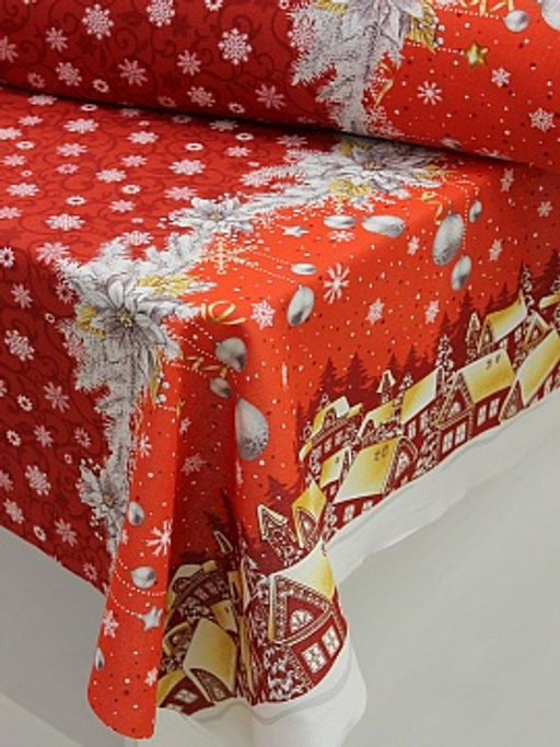 Рогожка Рождественский вечер цв.красный, ш.1.55м, хлопок-100%, 165гр/м.кв