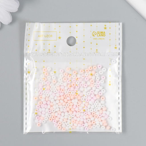 Бисер стекло 8/0 Маршмеллоу. Матовый. Меланж. Розовый зефир 10 гр - Арт узор фото 4