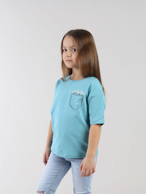 CRB wear / CSKG 64015-39-432 Футболка для девочки,аквамарин/Ex.Cherubino  фото 2