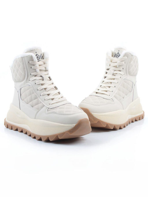 04-PAML06-2Z LT. BEIGE Ботинки зимние женские (натуральная кожа, 100% шерсть) - Фабричный китай фото 11