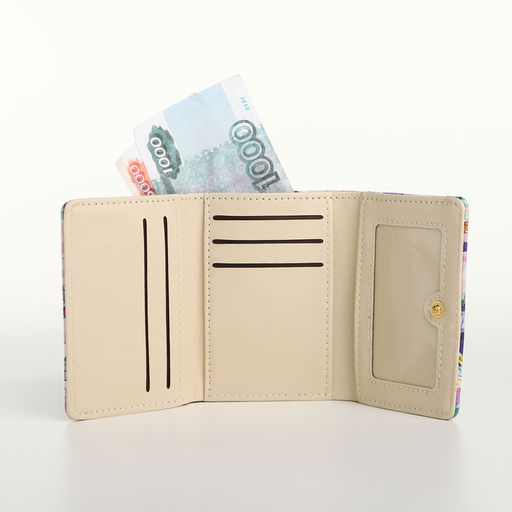 Кошелёк женский на кнопке, 10.5×2.5×8.5 см, с цветочным принтом, разноцветный