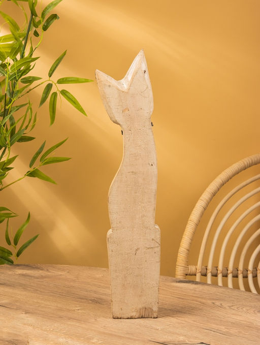 Сувенир «Кошка», белая, 60×12×6 см, дерево, МИКС